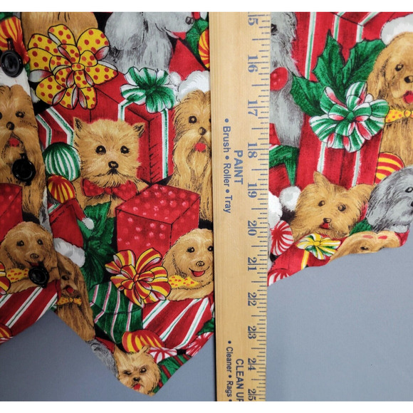 Vintage Nutcracker Christmas Vest Womens L Button Front Dogs100% Cotton Holiday - Picture 7 of 11